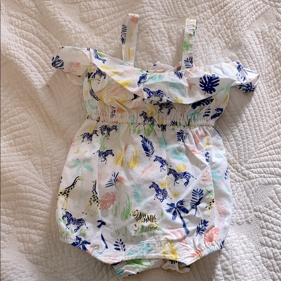 Janie and Jack Other - Sleeveless baby girl romper with jungle animals.